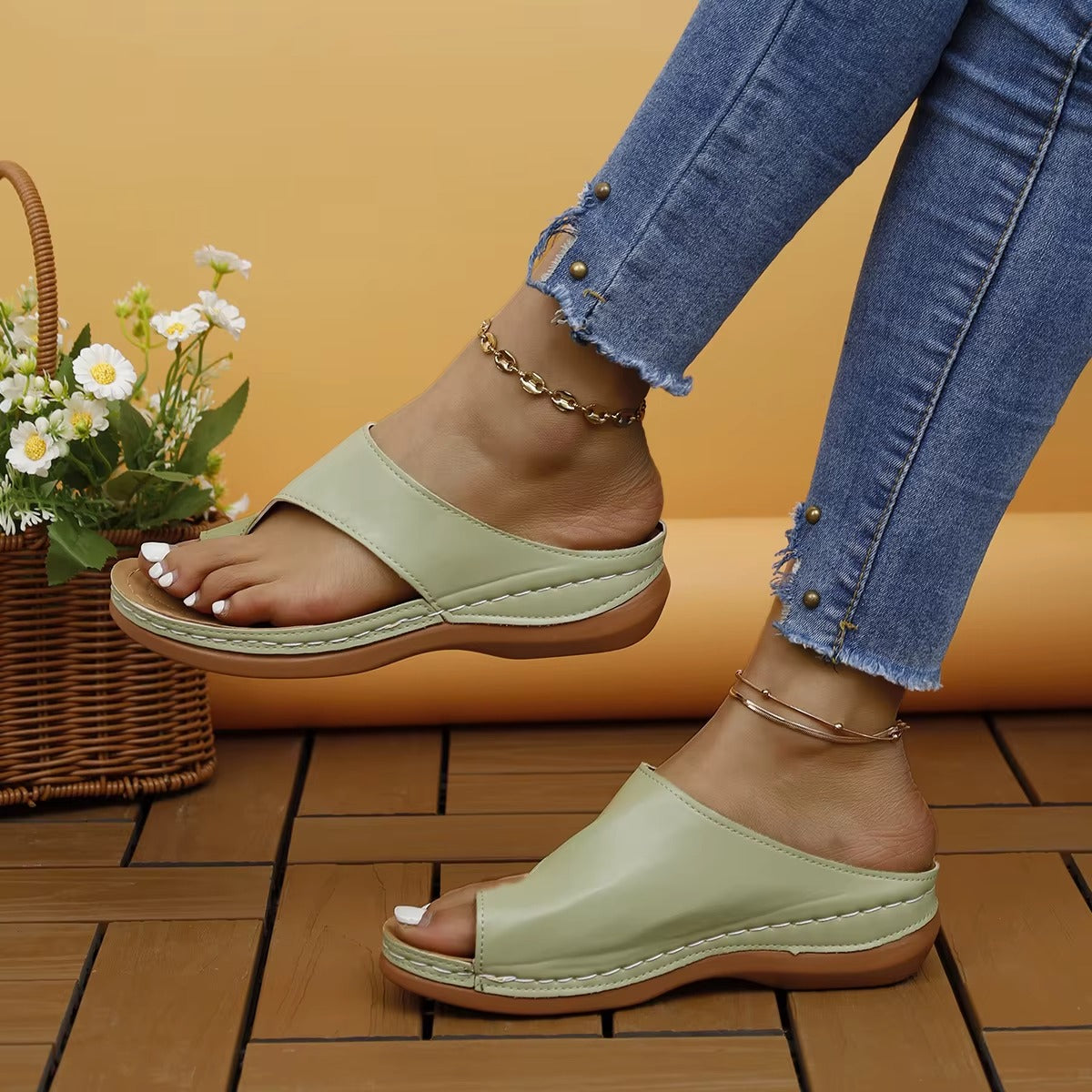 Damessandalen zomer - Comfortabele outdoor sleehakken met orthopedische ondersteuning & hallux correctie, instapsandalen