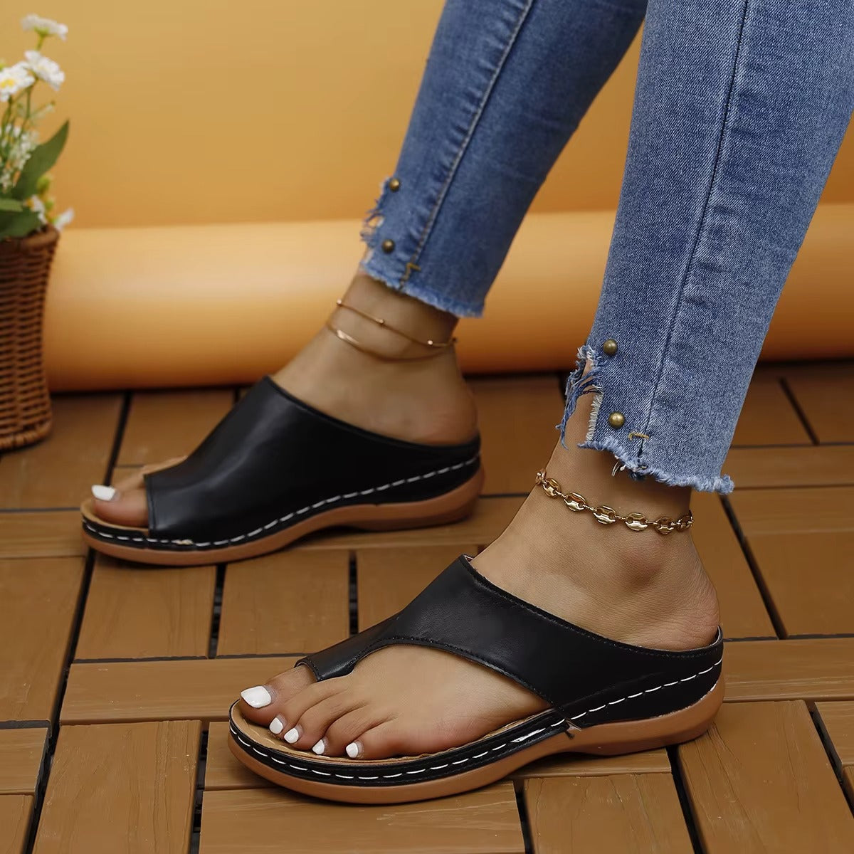 Damessandalen zomer - Comfortabele outdoor sleehakken met orthopedische ondersteuning & hallux correctie, instapsandalen