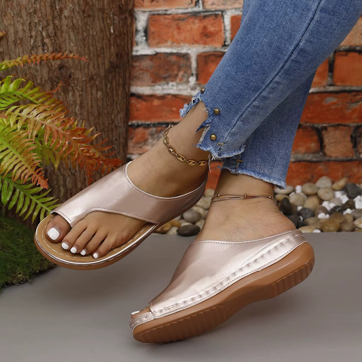 Damessandalen zomer - Comfortabele outdoor sleehakken met orthopedische ondersteuning & hallux correctie, instapsandalen