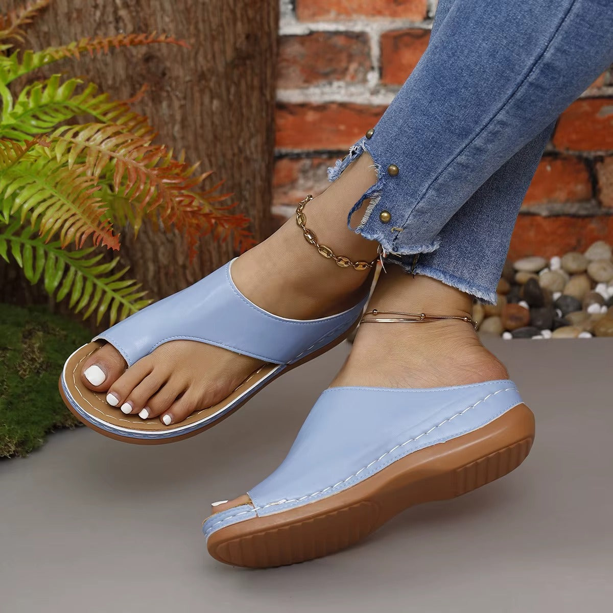 Damessandalen zomer - Comfortabele outdoor sleehakken met orthopedische ondersteuning & hallux correctie, instapsandalen