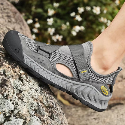 Zomerse herensandalen van echt leer - leren herenschoenen voor vrije tijd, Romeinse sandalen, strandschoenen