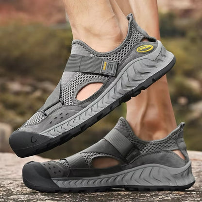 Zomerse herensandalen van echt leer - leren herenschoenen voor vrije tijd, Romeinse sandalen, strandschoenen