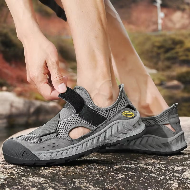 Zomerse herensandalen van echt leer - leren herenschoenen voor vrije tijd, Romeinse sandalen, strandschoenen