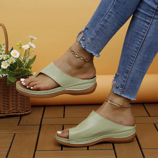 Damessandalen zomer - Comfortabele outdoor sleehakken met orthopedische ondersteuning & hallux correctie, instapsandalen